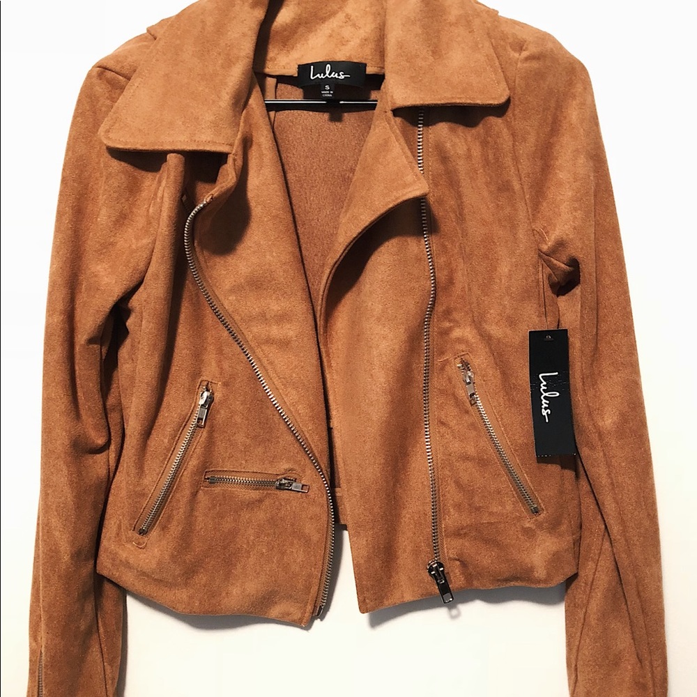 Lulus Tan Suede Moto Jacket